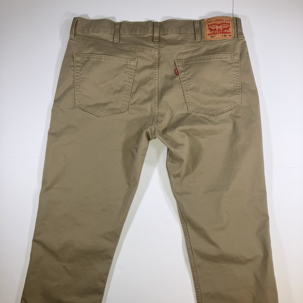 Levis 511 Pants Mens 38x32 (39.5x27.5 Actual) Slim Fit Khaki Tech Stretch - Picture 4 of 16